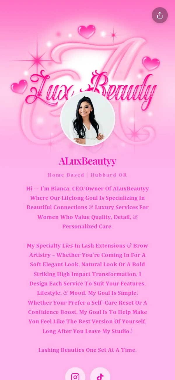 aluxbeautyy, a real Besmi booking page