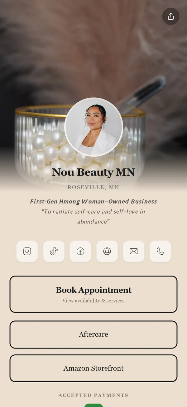 noubeautymn, a real Besmi booking page